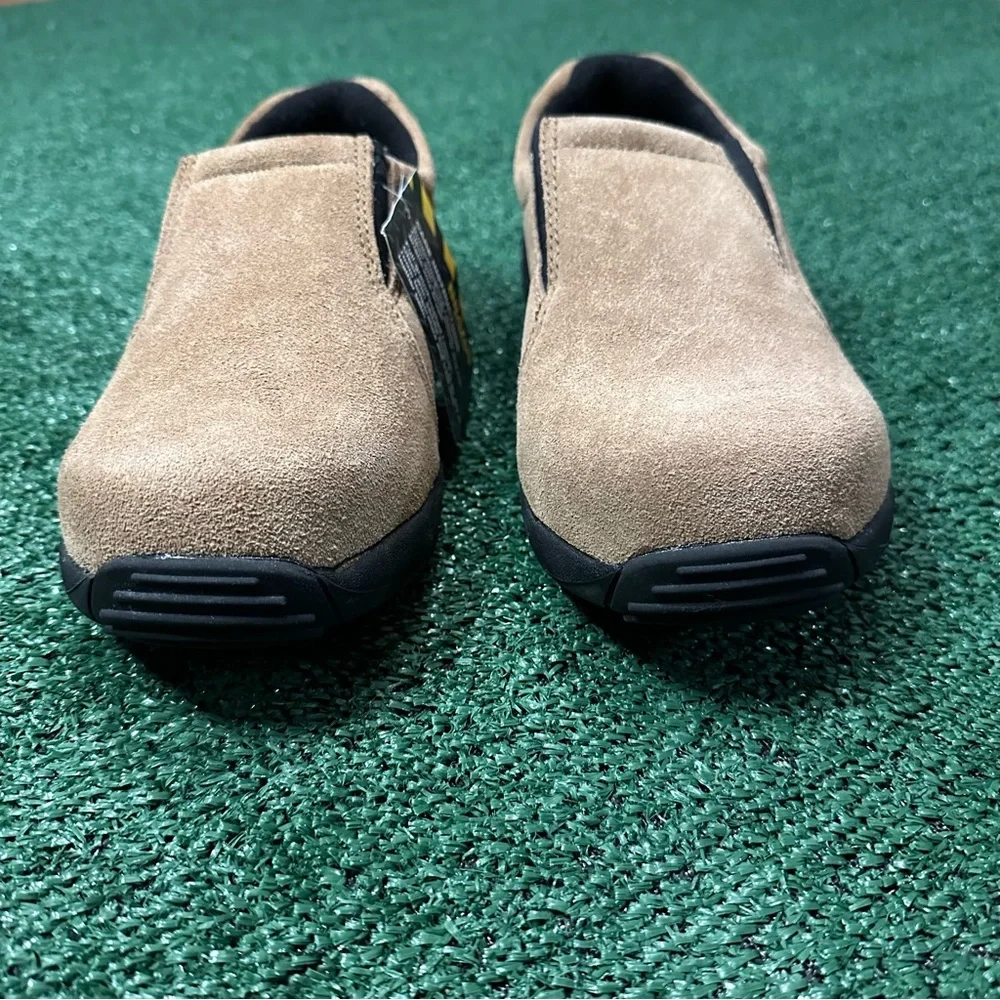 Brazos Men's Size 7.5D Tan/Brown Suede Slip On Steel Toe Shoes